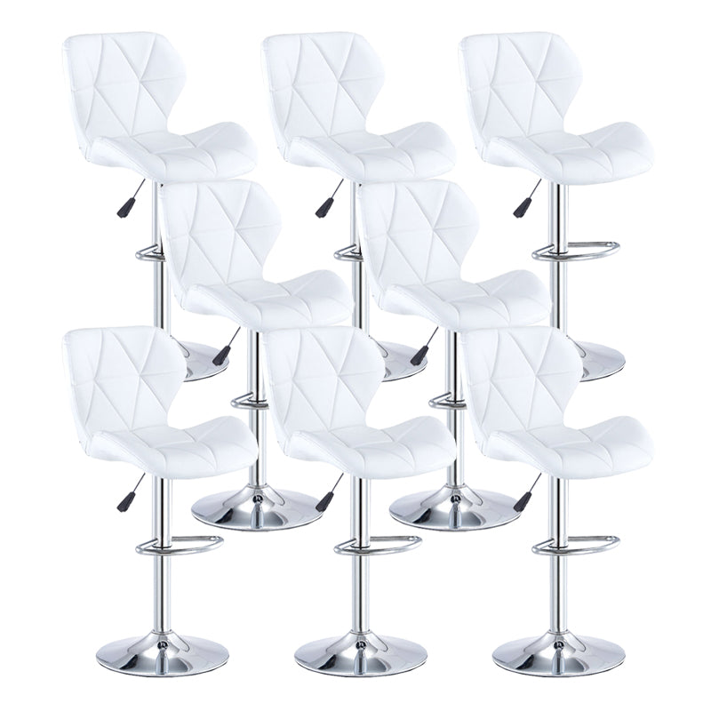 Modern Metal Barstool Faux Leather Counter Stool in Matte Finish