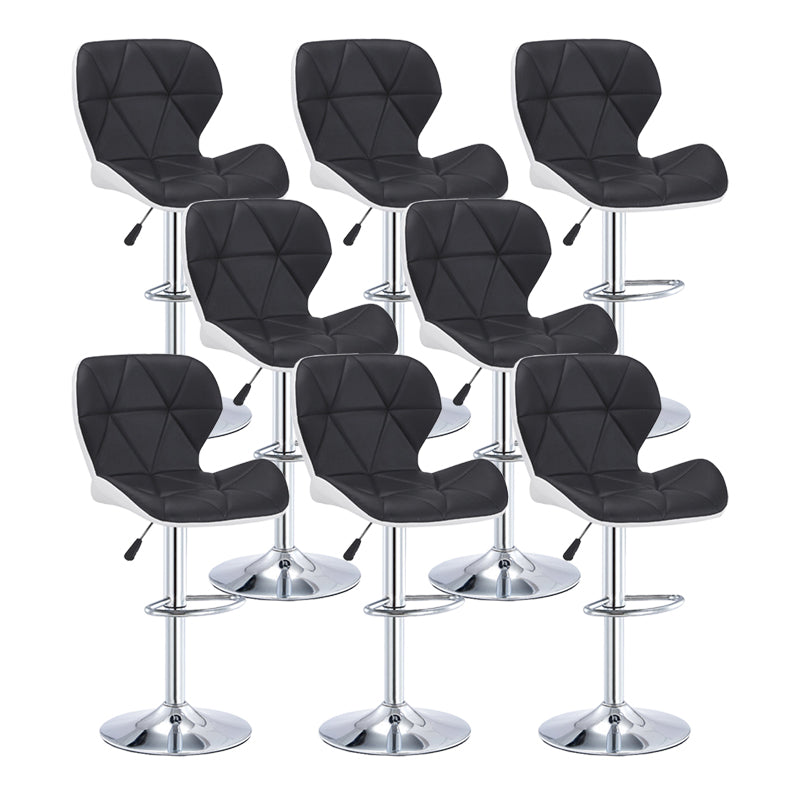 Modern Metal Barstool Faux Leather Counter Stool in Matte Finish