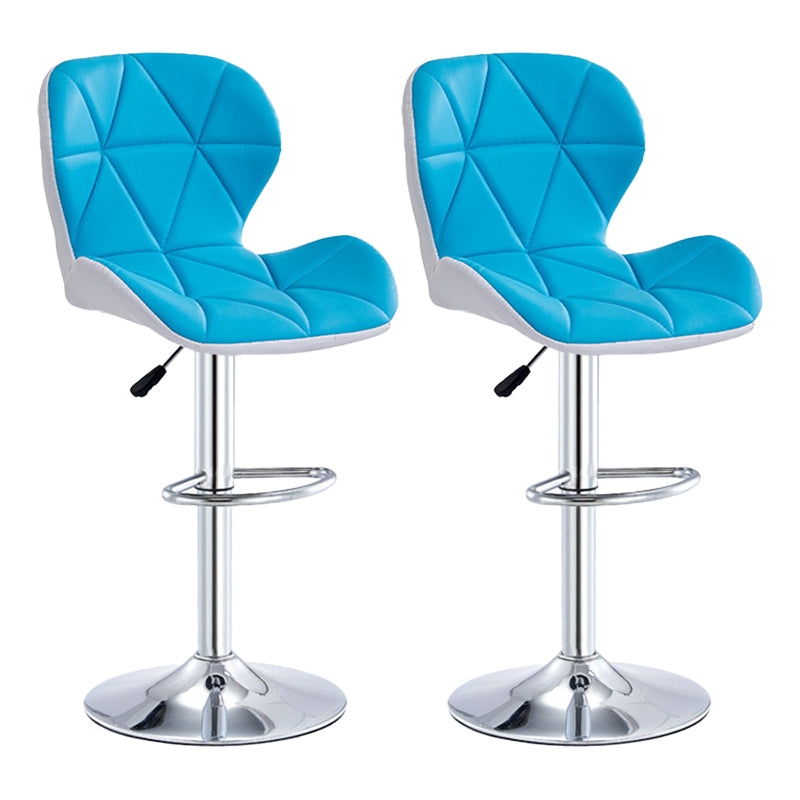 Modern Metal Barstool Faux Leather Counter Stool in Matte Finish