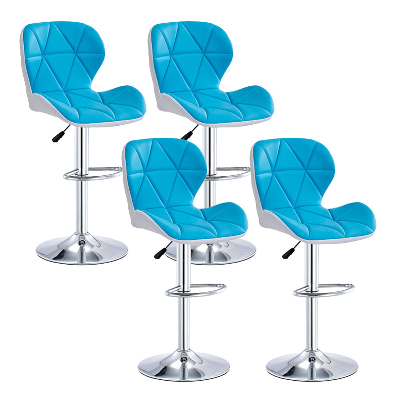 Modern Metal Barstool Faux Leather Counter Stool in Matte Finish