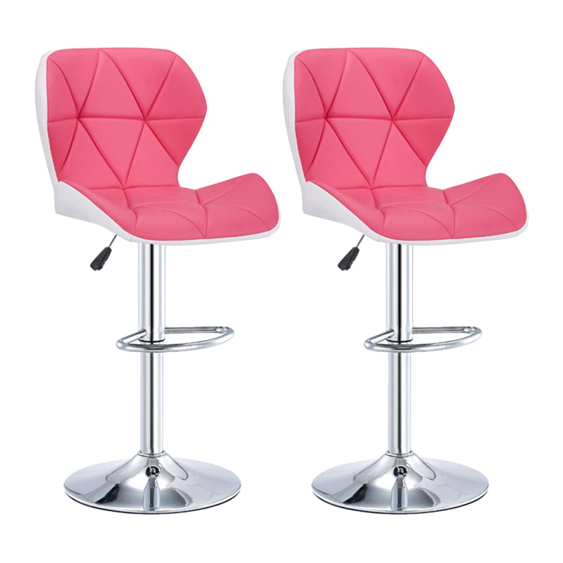 Modern Metal Barstool Faux Leather Counter Stool in Matte Finish