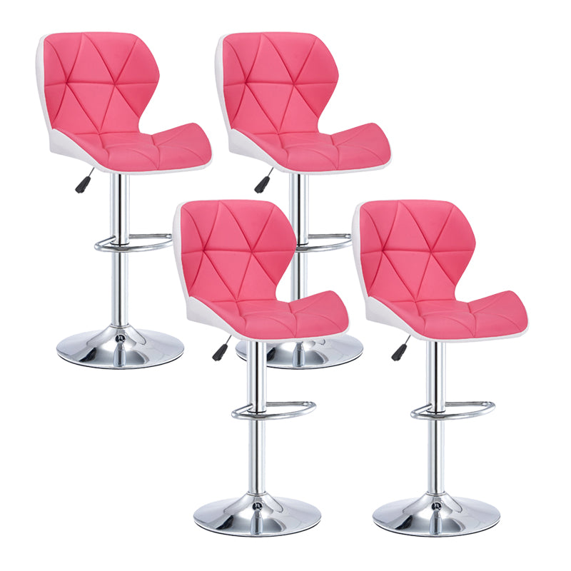 Modern Metal Barstool Faux Leather Counter Stool in Matte Finish