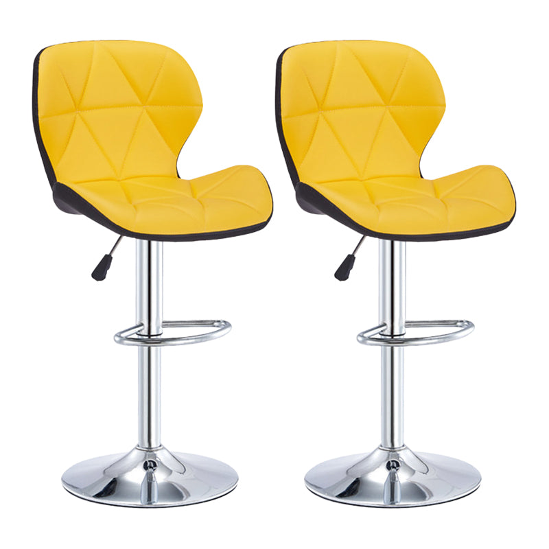 Modern Metal Barstool Faux Leather Counter Stool in Matte Finish