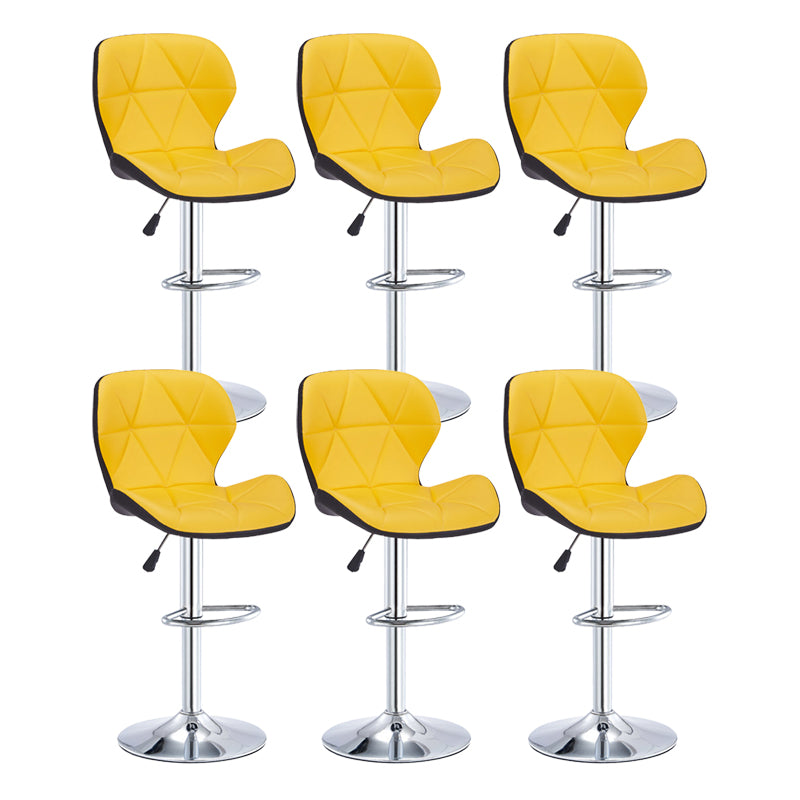 Modern Metal Barstool Faux Leather Counter Stool in Matte Finish