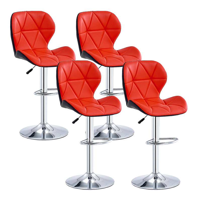 Modern Metal Barstool Faux Leather Counter Stool in Matte Finish