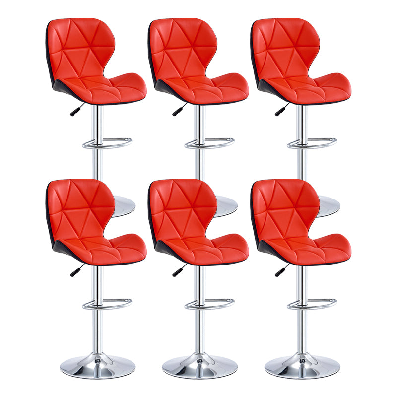 Modern Metal Barstool Faux Leather Counter Stool in Matte Finish