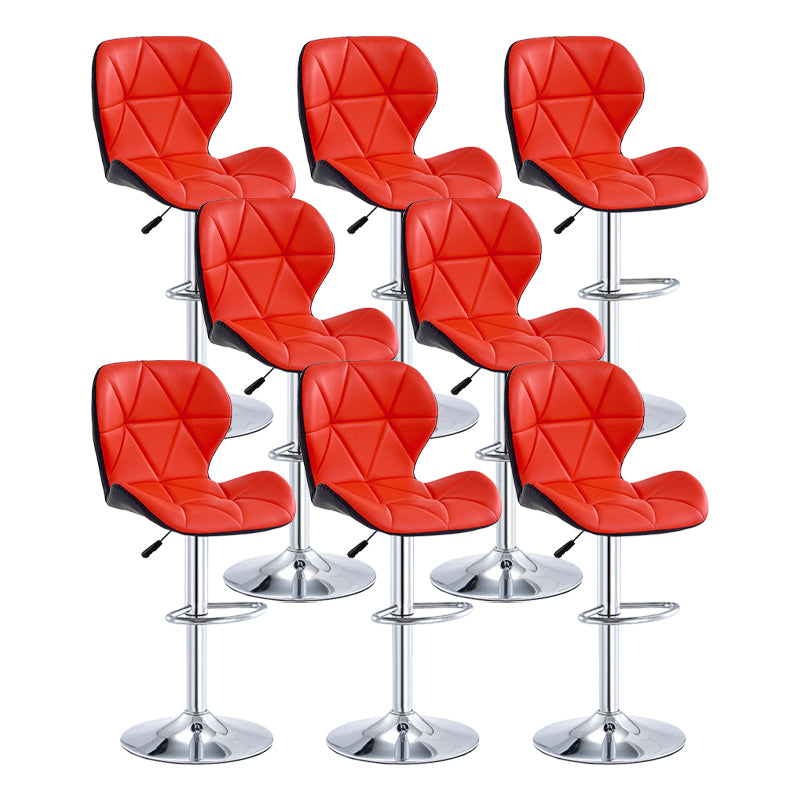 Modern Metal Barstool Faux Leather Counter Stool in Matte Finish