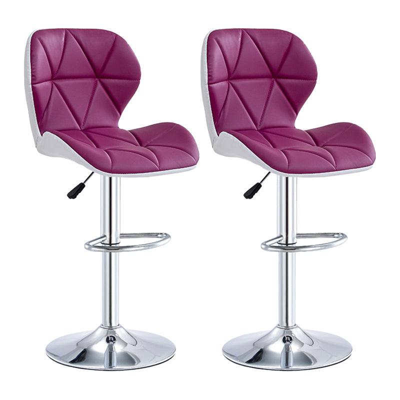 Modern Metal Barstool Faux Leather Counter Stool in Matte Finish