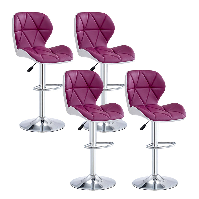 Modern Metal Barstool Faux Leather Counter Stool in Matte Finish