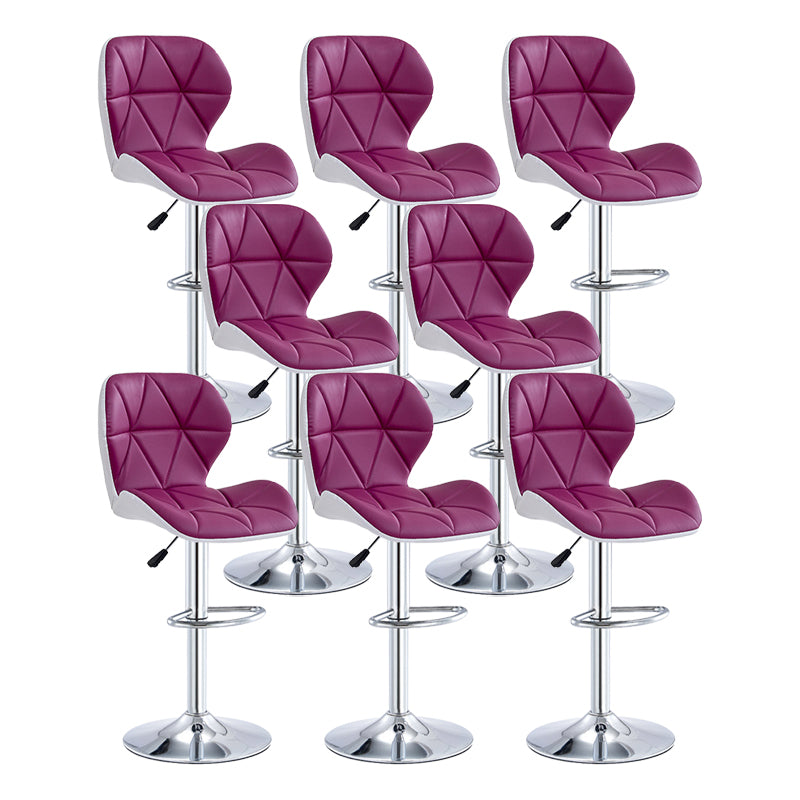 Modern Metal Barstool Faux Leather Counter Stool in Matte Finish