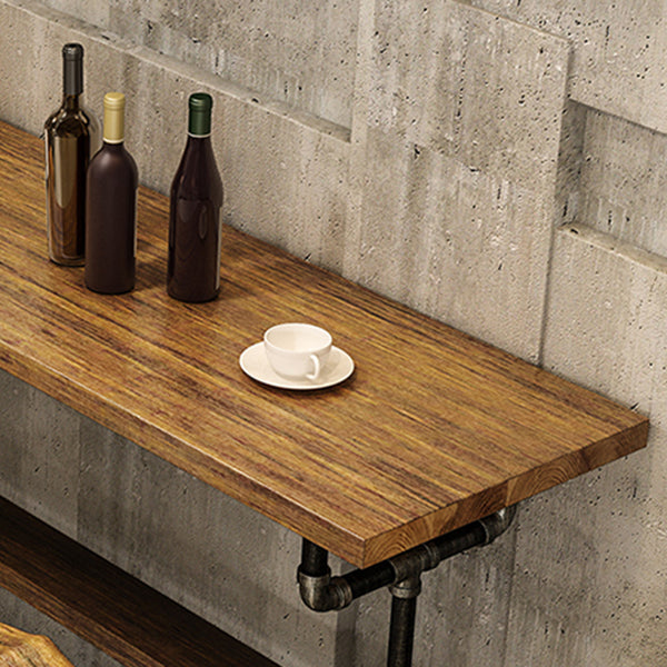 Industrial Rectangle Solid Wood Bar Table Set 1/4/7 Pieces Counter Table with High Stools