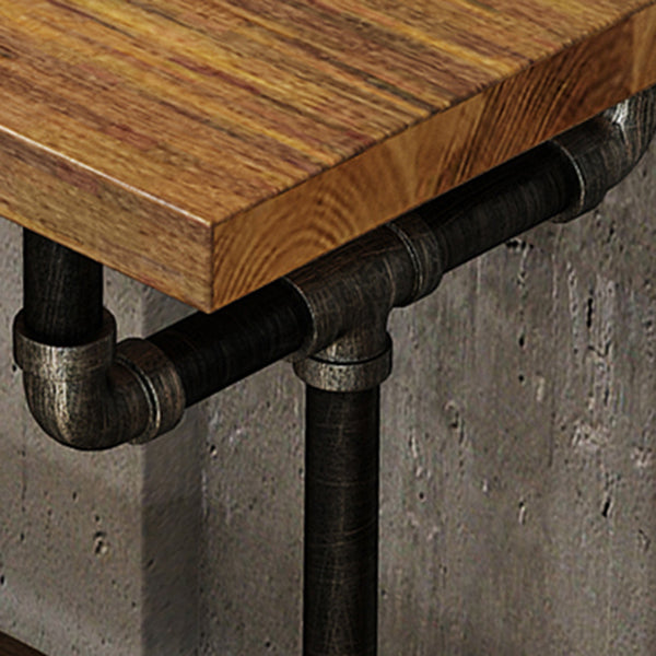 Industrial Rectangle Solid Wood Bar Table Set 1/4/7 Pieces Counter Table with High Stools