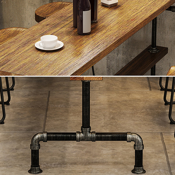 Industrial Rectangle Solid Wood Bar Table Set 1/4/7 Pieces Counter Table with High Stools