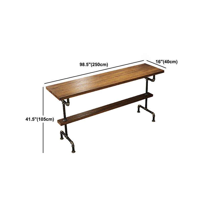 Industrial Rectangle Solid Wood Bar Table Set 1/4/7 Pieces Counter Table with High Stools