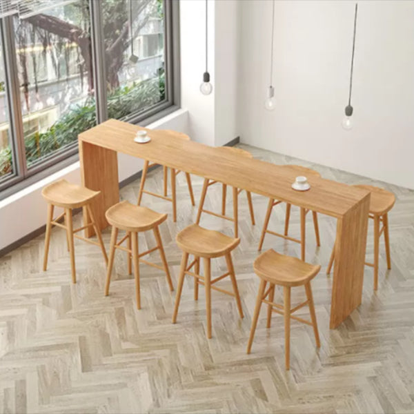 Modern Rectangle Solid Wood Bar Table Set 1/2/5/9 Pieces Counter Table with High Stools