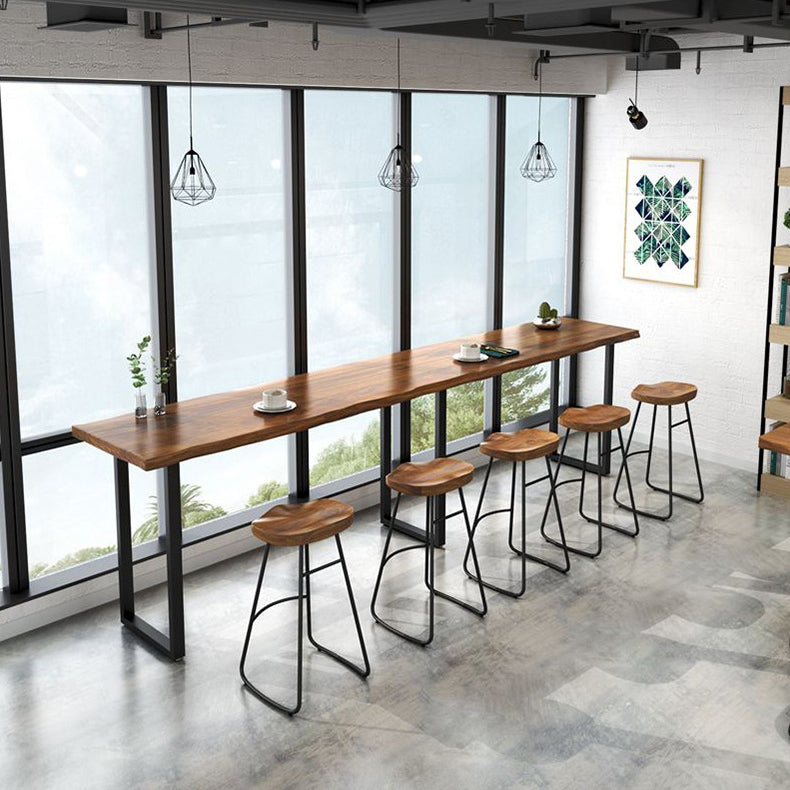 Modern Rectangle Solid Wood Bar Table Set 1/5/6 Pieces Counter Table with Backless Stools