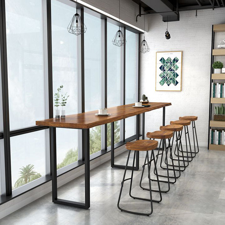 Modern Rectangle Solid Wood Bar Table Set 1/5/6 Pieces Counter Table with Backless Stools