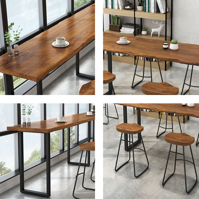 Modern Rectangle Solid Wood Bar Table Set 1/5/6 Pieces Counter Table with Backless Stools