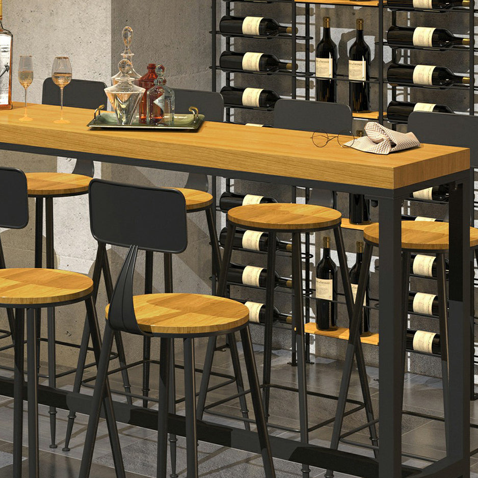 Luxurious Rectangle Solid Wood Bar Table Set 1/6/11 Pieces Counter Table with High Stools