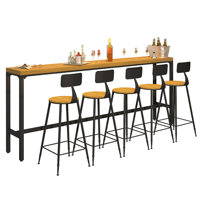 Luxurious Rectangle Solid Wood Bar Table Set 1/6/11 Pieces Counter Table with High Stools