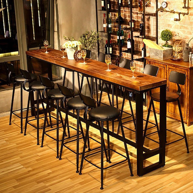 Industrial 1/4/6/11 Pieces Bar Table Set Rectangle Pine Wood Counter Table with Stools
