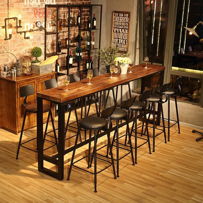 Industrial 1/4/6/11 Pieces Bar Table Set Rectangle Pine Wood Counter Table with Stools