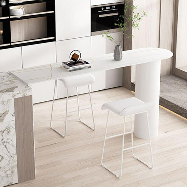 Modern Counter Height Set 1/2/3 Pcs Sintered Stone Dining Bar Table with Low Back Stool