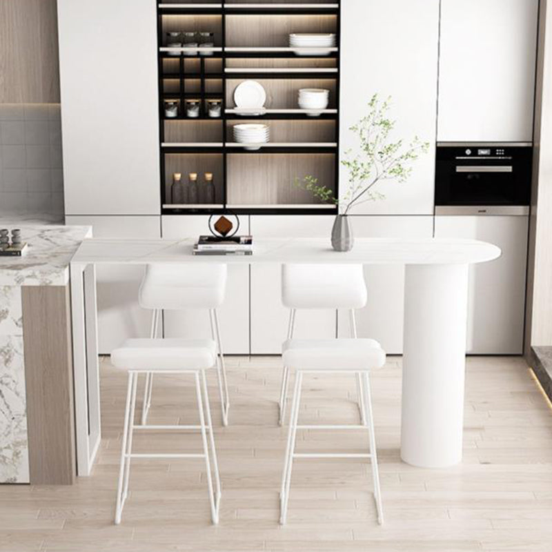 Modern Counter Height Set 1/2/3 Pcs Sintered Stone Dining Bar Table with Low Back Stool