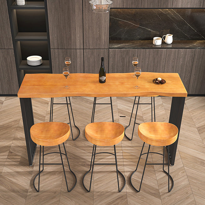 Industrial Rectangle Solid Wood Bar Table Set 1/2/3/4/5/7 Pieces Counter Table with Stools