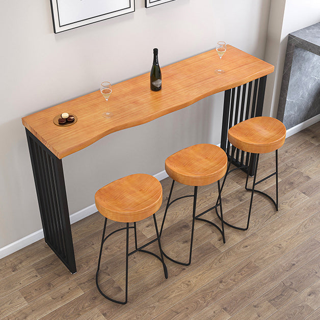 Industrial Rectangle Solid Wood Bar Table Set 1/2/3/4/5/7 Pieces Counter Table with Stools