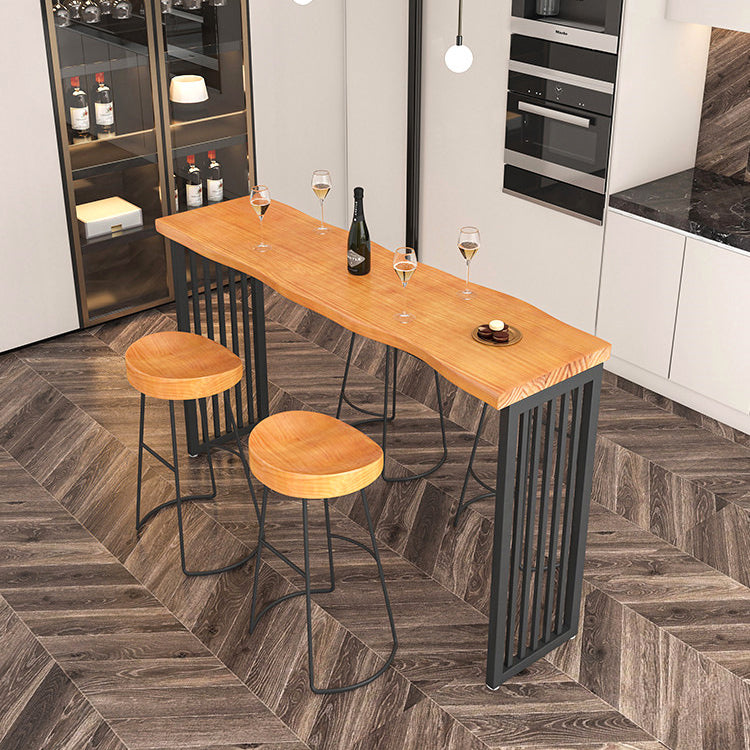 Industrial Rectangle Solid Wood Bar Table Set 1/2/3/4/5/7 Pieces Counter Table with Stools