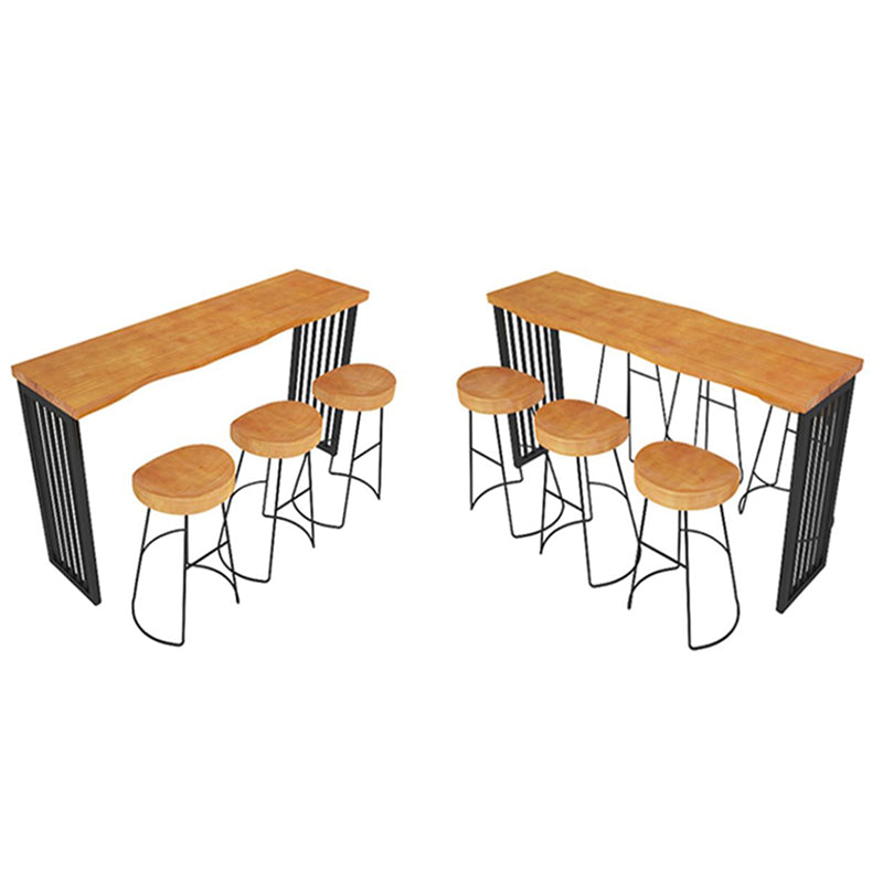 Industrial Rectangle Solid Wood Bar Table Set 1/2/3/4/5/7 Pieces Counter Table with Stools
