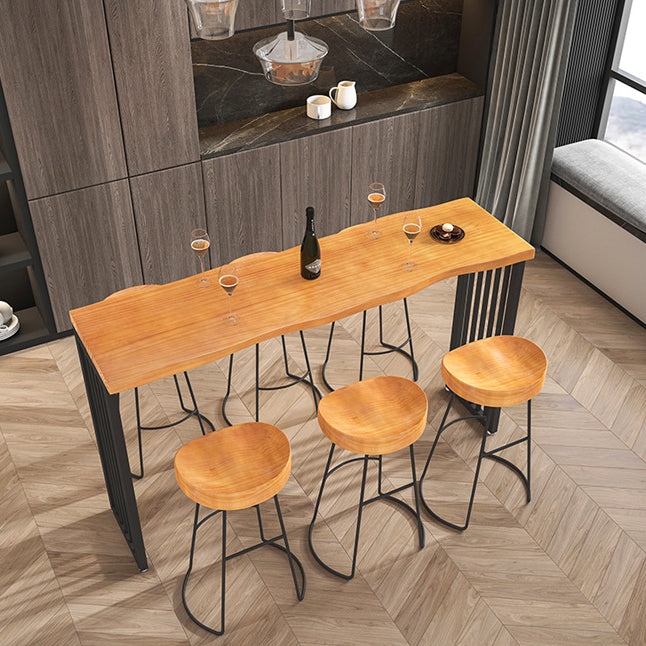 Industrial Rectangle Solid Wood Bar Table Set 1/2/3/4/5/7 Pieces Counter Table with Stools