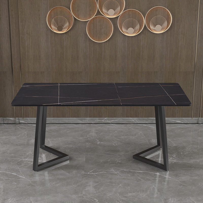 Designer 1/4/5/7 Pieces Dining Set Rectangular Double Pedestal Dinette Set with Stone Top