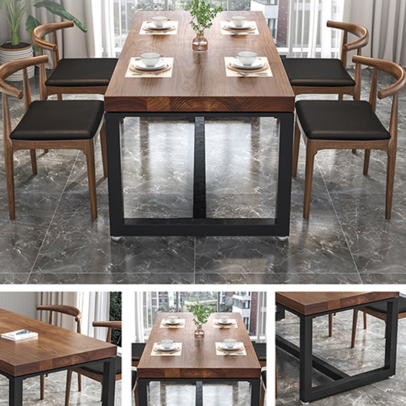 Industrial 1/2/5 Pieces Dining Set Rectangle Natural Trestle Dinette Set with Black Base