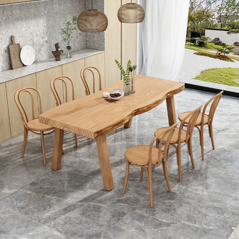 Modern 1/2/5/6/7 Pieces Dining Set Solid Wood Legs Dining Furniture Items in Natural