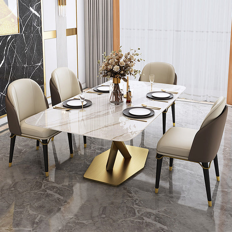 Glam Style Sintered Stone Dining Set Rectangle 1/4/5/6/7 Pieces Dining Set