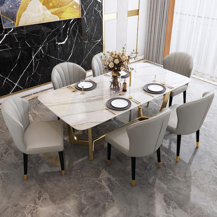 Glam Sintered Stone Dining Set Rectangle 1/4/5/6/7 Pieces Dining Set for Dining Areas
