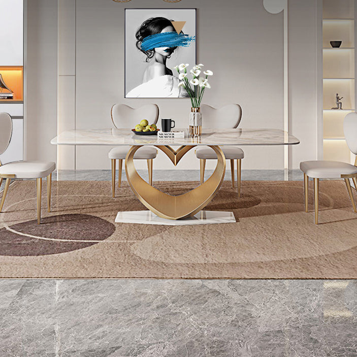 Glam Style Sintered Stone Dining Set Rectangle 1/2/4/5/7/9 Pieces Dining Set