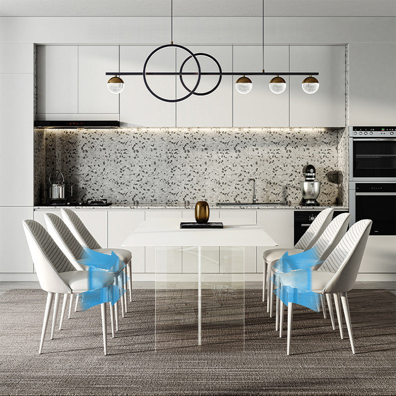 Rectangle Stone Dining Table Contemporary Dining Table with Double Pedestal Base