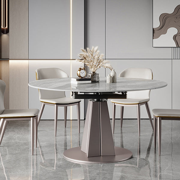 Stone Top Dining Table Round Dining Table with Pedestal Base