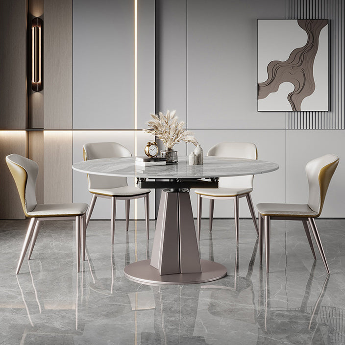 Stone Top Dining Table Round Dining Table with Pedestal Base