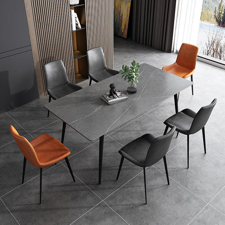 Stone Top Table 4 Legs Rectangle Dining Table for Home Kitchen Dinner