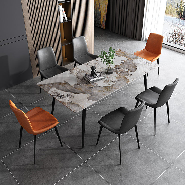 Stone Top Table 4 Legs Rectangle Dining Table for Home Kitchen Dinner