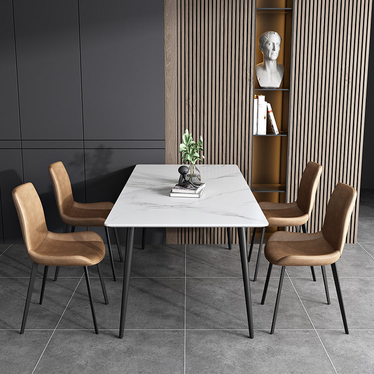 Stone Top Table 4 Legs Rectangle Dining Table for Home Kitchen Dinner