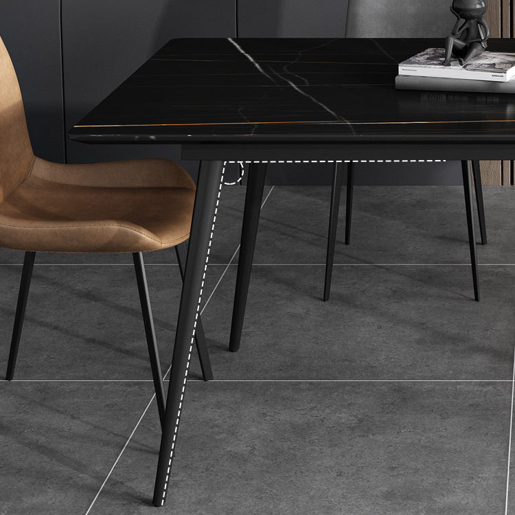 Stone Top Table 4 Legs Rectangle Dining Table for Home Kitchen Dinner