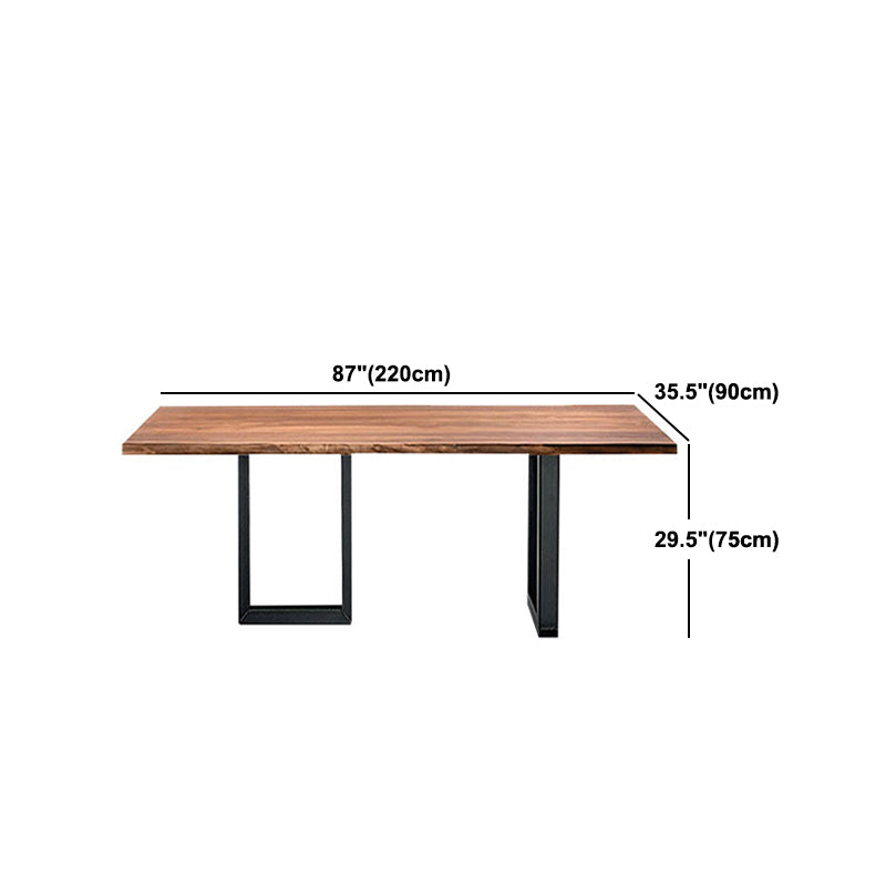 Metal Industrial Rectangle Dining Table Pine Wood Top Table with Sled Base