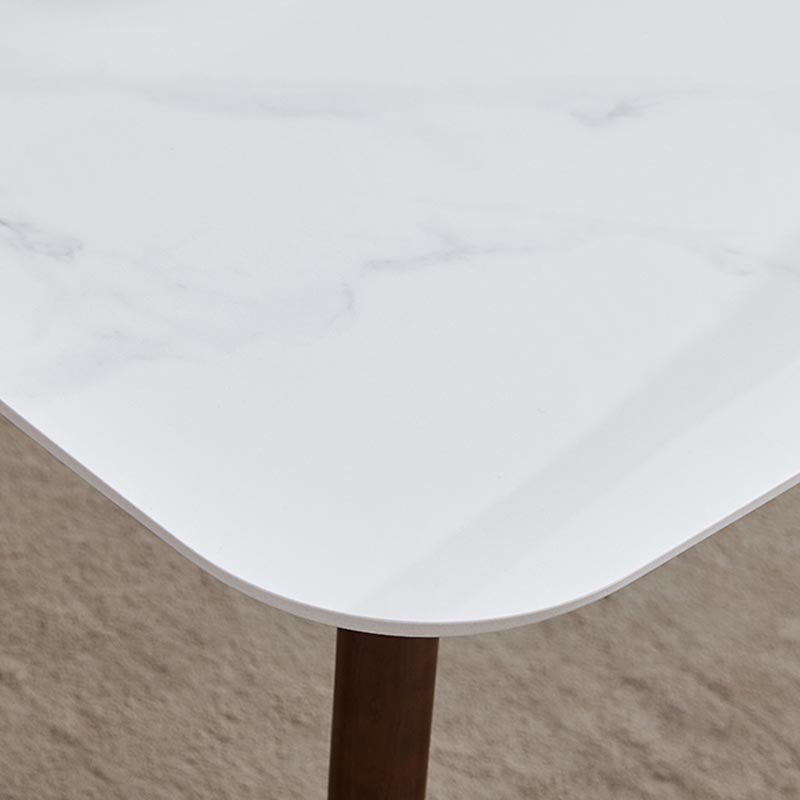 Mid-century Rectangle Dining Table White Stone Top Tripod Base Dining Table