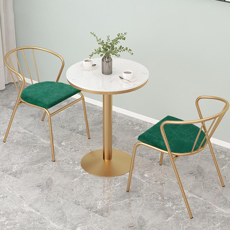 Traditional Luxury Round Dining Table Marble Top Table with Gold Metal Base
