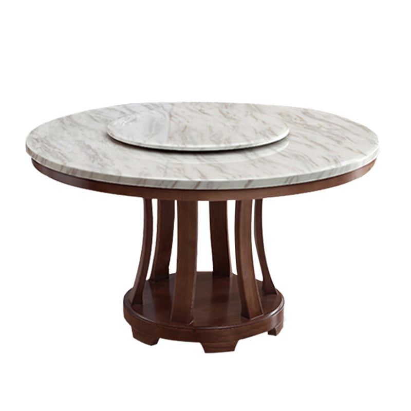 Sintered Stone Dining Table Modern White Convertible Furniture with Pedestal Base for Home